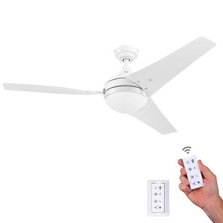 HONEYWELL CEILING FANS Neyo, 52 in. Ceiling Fan with Light & Remote Control, Bright White 51804-40
